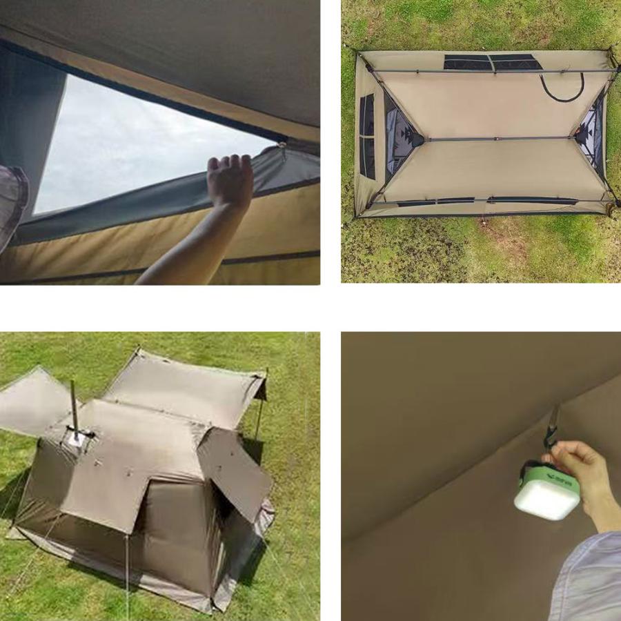 大型 ワンタッチテント ロッジ型テント Tiブラックコーディング 拡張