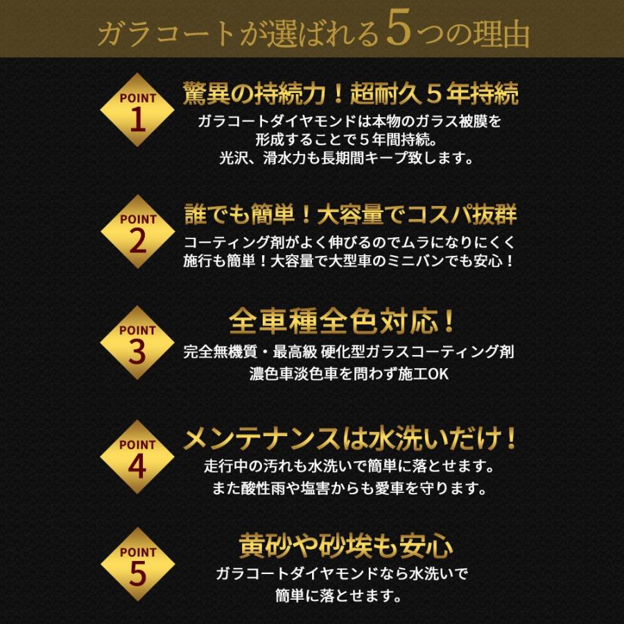 ガラスコーティング剤 ガラコート ダイヤモンド 超撥水 完全硬化型 ガラスコーティング 車 バイク 洗車 ワックス 簡単 プロ仕様 メンテナンス 送料無料｜vertexstyle｜06