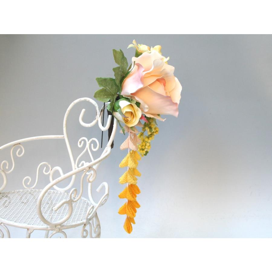 パステルカラーのバラとちりめん下がりの髪飾り：HA002 |  | 03