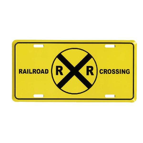 在庫処分価格】踏切注意 RAILROAD CROSSING ライセンスプレート  
