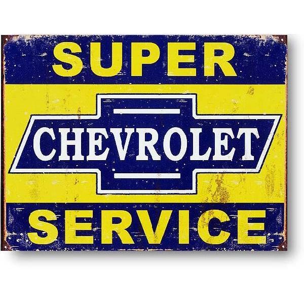 シボレー サービスショップ Super Chevy Service レトロ調 GM アメリカンブリキ看板 メタルプレート｜veryberry