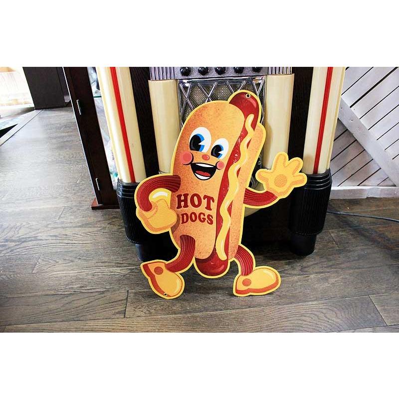 ホットドッグ キャラクター型 HOT DOG アメリカンブリキ看板 アメリカ 雑貨 アメリカン雑貨｜veryberry