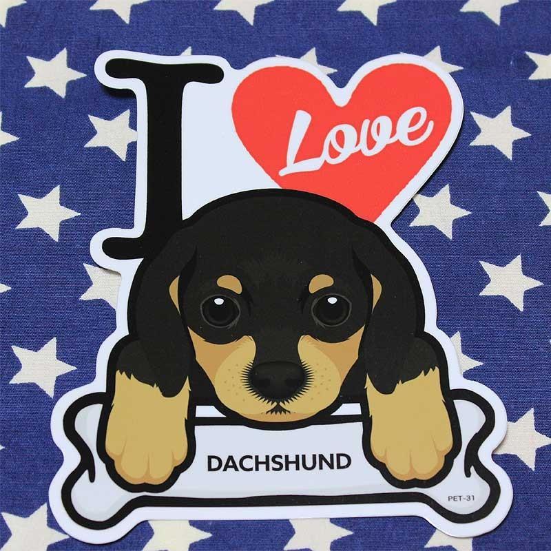 ダックスフンド 雑貨 ステッカー I Love Dachshund 耐水加工 Uv加工 検証済み 屋外可能 ダックス アメリカン雑貨 ベリーベリー 通販 Yahoo ショッピング