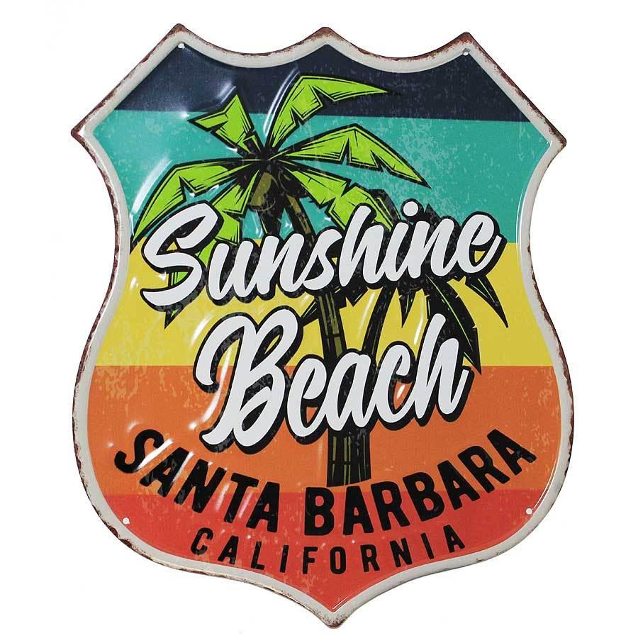 サンシャインビーチ 標識型 カリフォルニア サンタバーバラ エンボス加工 レトロ調 金属製壁飾り メタルプレート アメリカン雑貨 アメリカン雑貨 ベリーベリー 通販 Yahoo ショッピング