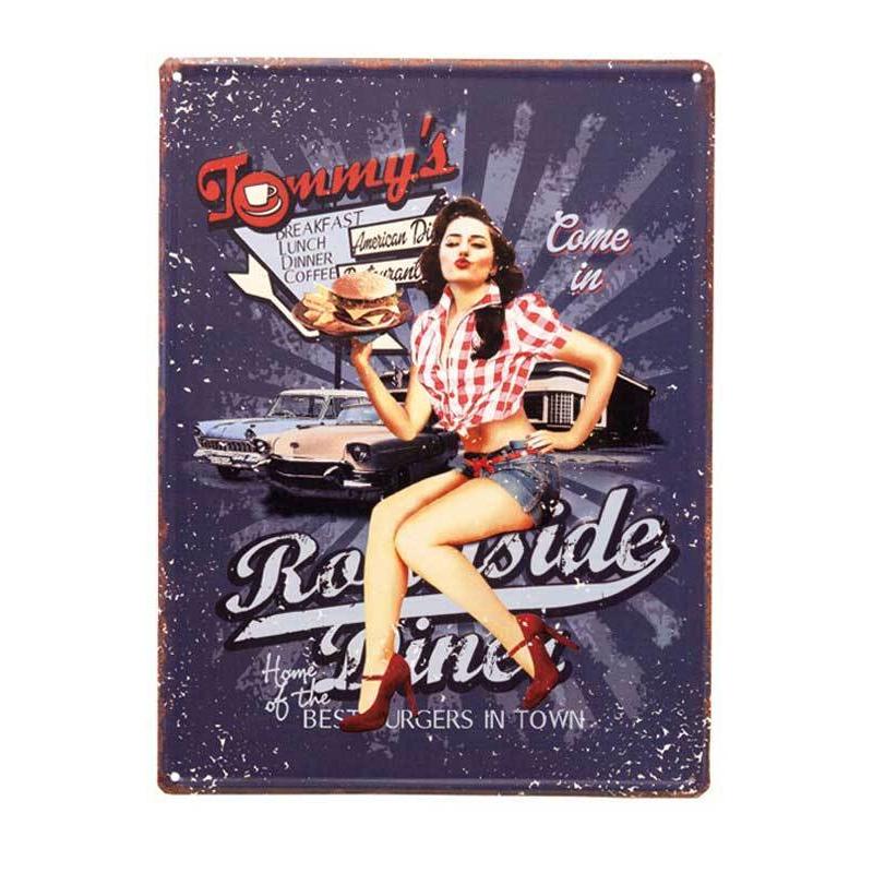 アメリカンピンナップガール Tommy S Roadside Diner エンボス加工 レトロ調 金属製壁飾り メタルプレート アメリカ 雑貨 アメリカン雑貨 21 アメリカン雑貨 ベリーベリー 通販 Yahoo ショッピング