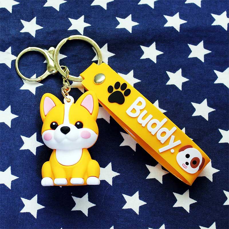 コーギー 雑貨 キーホルダー 立体型 ラバー製 ストラップ付 キー