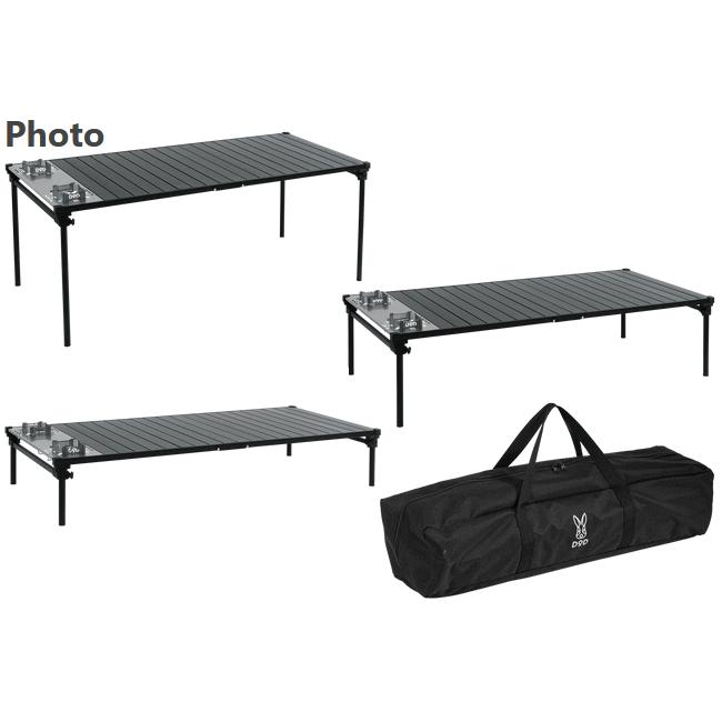 DOD テーブル ダイニングテーブル キッチンテーブル 3段階高さ調整 145×70cm コンパクト収納 ダイキチテーブル TB6-107-BK【NEW】の画像