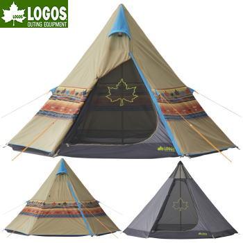 ロゴス テント ティピーテント ワンポールテント 三角テント 組立て簡単 収納バッグ付き UVカット加工 撥水加工 難燃加工 アウトドア キャンプ LOGOS ナバホ Tepee 300-BB 71806501 LOGOS（ロゴス） テント ティピーテント ワンポールテント 三角テント
