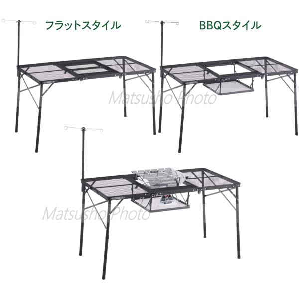 ロゴス テーブル BBQテーブル 大型テーブル スチールメッシュ天板 たき火 BBQ アウトドア キャンプ LOGOS アイアンメッシュ 3FD BBQテーブル 12570-BC 73581002の画像
