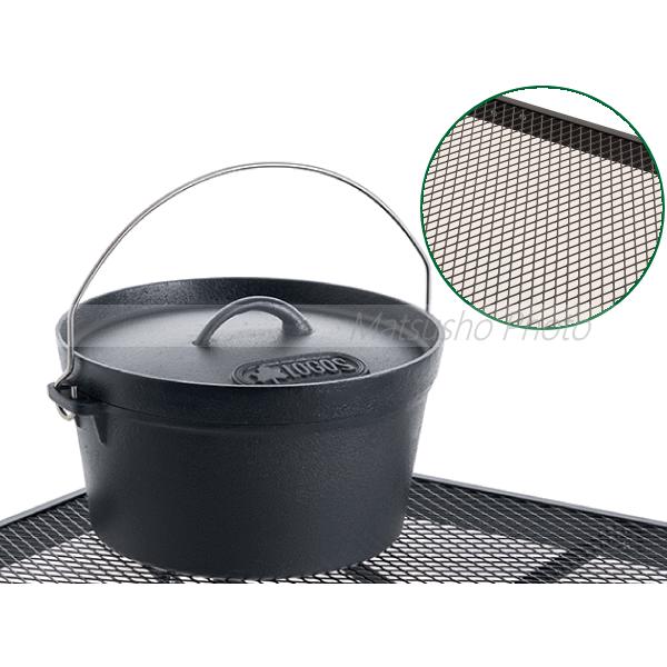 ロゴス テーブル BBQテーブル 大型テーブル スチールメッシュ天板 たき火 BBQ アウトドア キャンプ LOGOS アイアンメッシュ 3FD BBQテーブル 12570-BC 73581002の画像