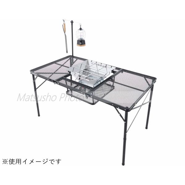 ロゴス テーブル BBQテーブル 大型テーブル スチールメッシュ天板 たき火 BBQ アウトドア キャンプ LOGOS アイアンメッシュ 3FD BBQテーブル 12570-BC 73581002の画像