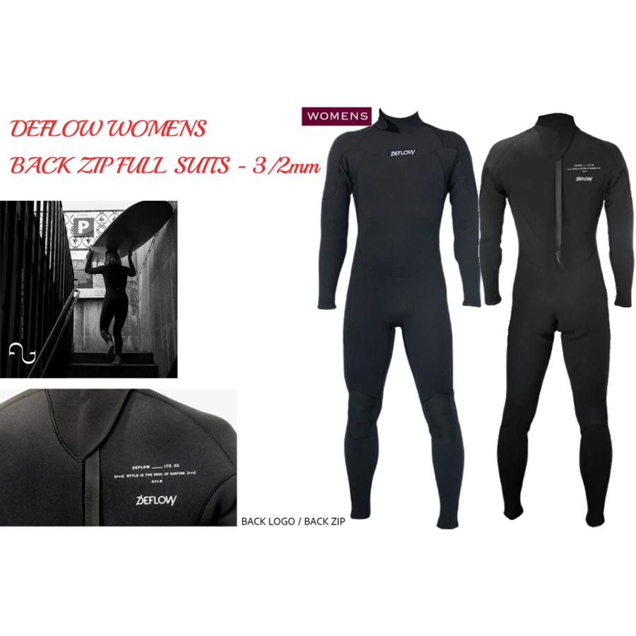 DELPHI（デルフィー)3×2mm フルスーツ レディース Mサイズ 相当 DEFLOW WOMENS BACK ZIP FULL SUITS 3/2mm サーフィン フルスーツ