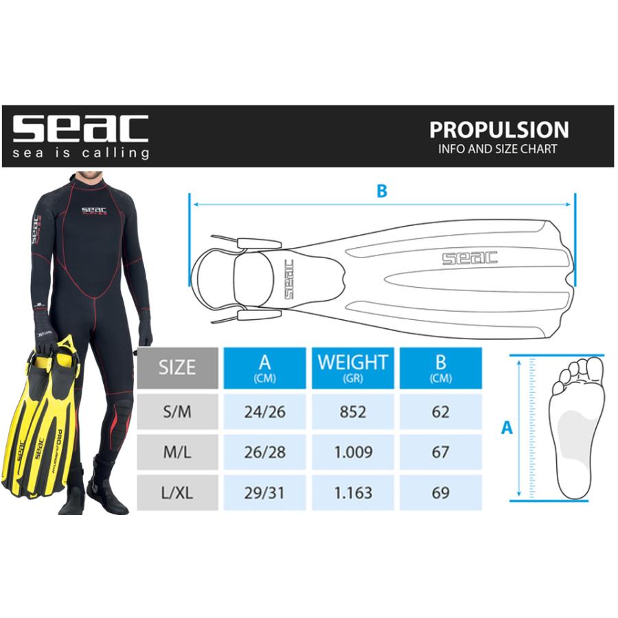 SEAC PROPULSION 71-43 ダイビング フィン オープンヒール 足ヒレ 