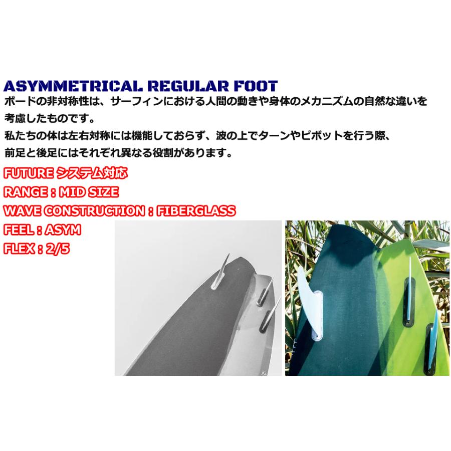 Deflow サーフボードフィン グリーン DEFLOW ASYMMETRICAL REGULAR FOOT ASYM ボードフィン デフロー