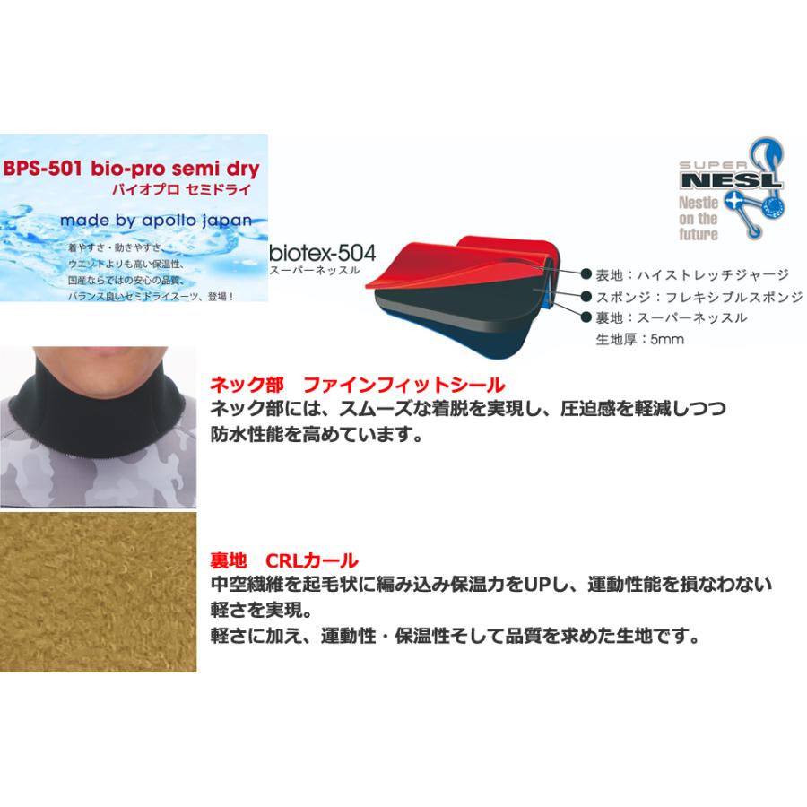 apollo アポロ bio-pro semi dry BPS-501 バイオ プロ セミドライスーツ 5ｍｍ ダイビング ウェットスーツ 5ミリ サイズオーダー メンズ 日本潜水機 オーダー | apollo（ダイビング） | 01