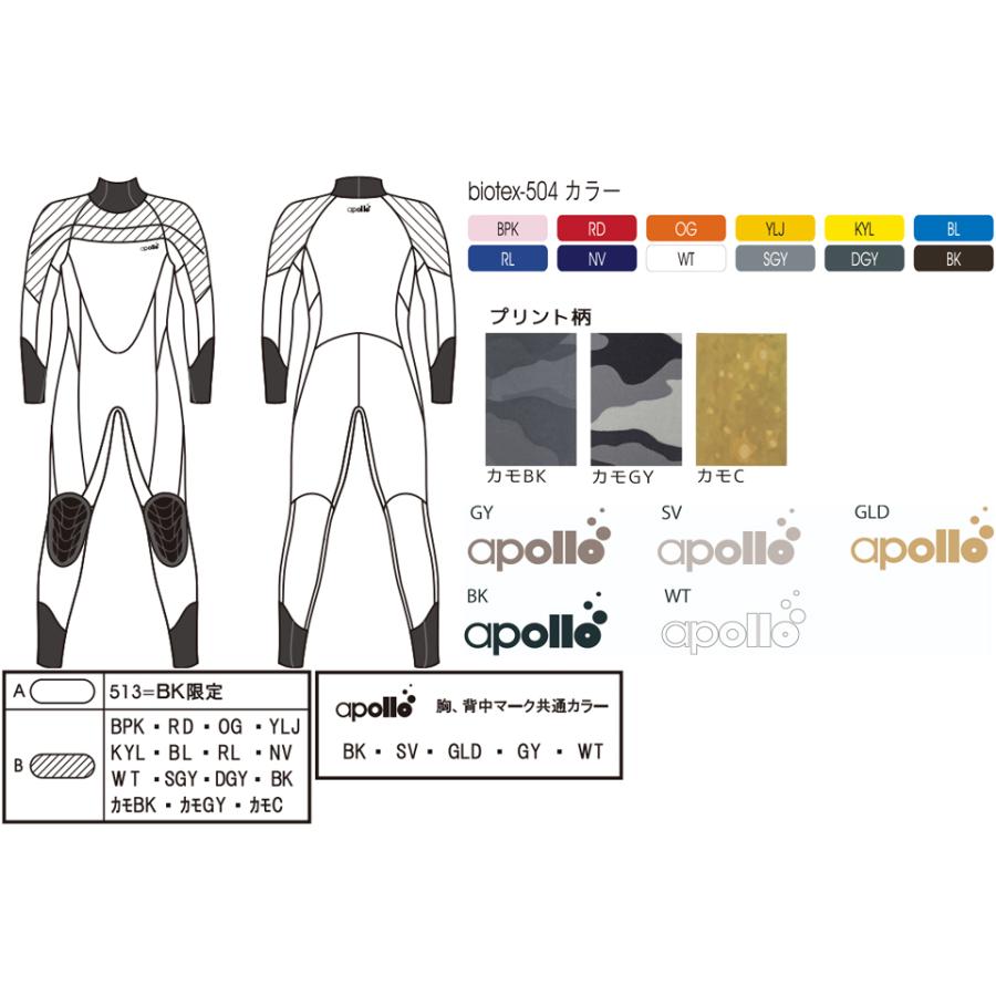 apollo アポロ bio-pro semi dry BPS-501 バイオ プロ セミドライスーツ 5ｍｍ ダイビング ウェットスーツ 5ミリ サイズオーダー メンズ 日本潜水機 オーダー | apollo（ダイビング） | 04
