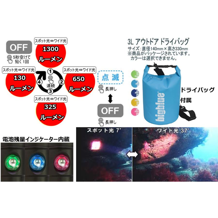 ZERO BIGBLUE ビッグブルー 水中ライト CF-1300P 1300ルーメン