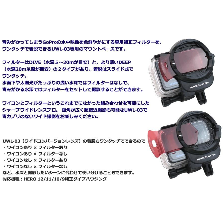 AOI BC-SWLP-MB-BLK #21559 GOPRO フィルター ダイビング 水中カメラ シャープワイドレンズプロ マウントベース フィルターセット 補正フィルター UWL-03｜verygood｜03