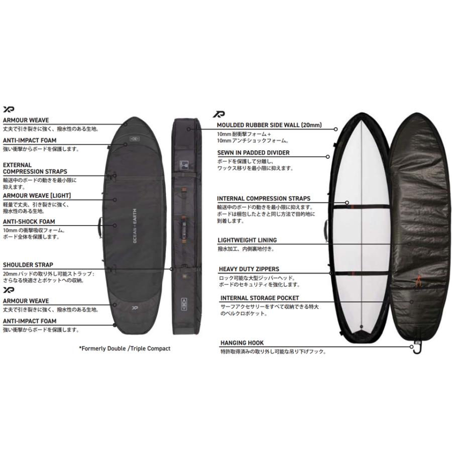 OCEAN&EARTH HYPA FISH/SHORT TRAVEL COVER WHEEL 3BOARD サーフボード ボードケース ハードケース サーフィン カバー ボードカバー フィッシュショート 3本 | OCEAN＆EARTH | 03