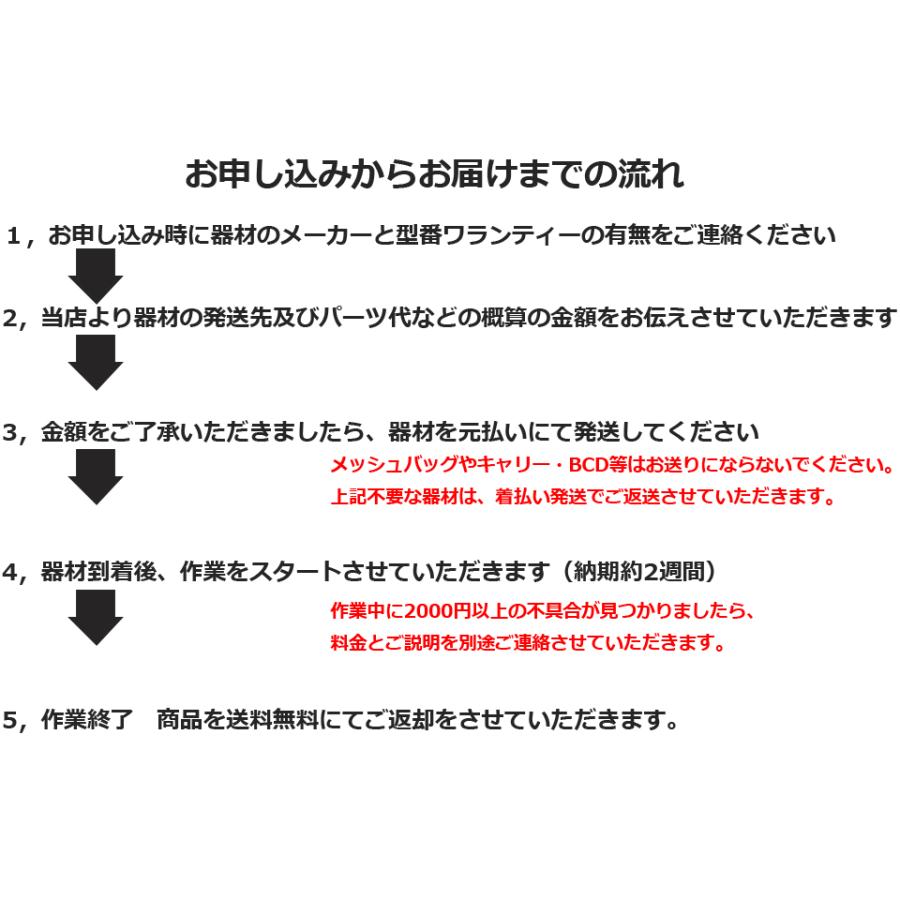 ダイビング器材 オーバーホール メンテナンス OH レギュレター オクトパス  3点セット 保証(6ヵ月間)・再調整＆点検サービス(1年間) |  | 04