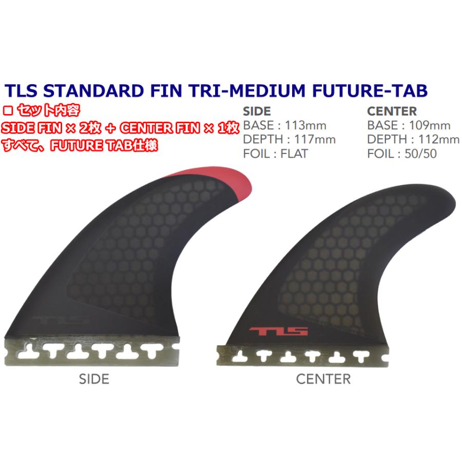 TLS ツールスTRI-Medium スタンダードフィン 3枚セット TLS TLS STANDARD FIN TRI-MEDIUM FUTURE-TAB ボードフィン フィン