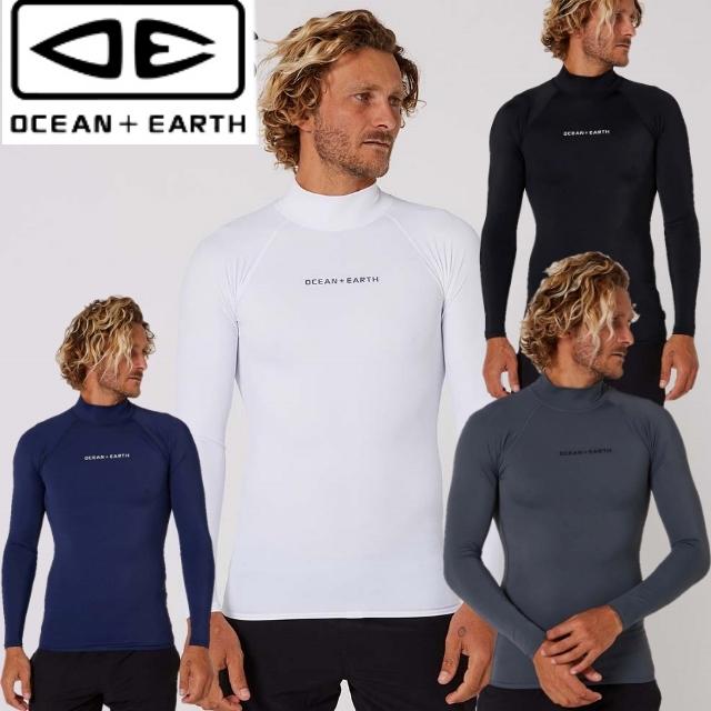 OCEAN&EARTH O&E MENS SCRIPT L/S RASH GUARD ハイネック オーシャン＆アース 長袖 ロングスリーブ ラッシュガード 50+ UV 伸縮性 耐久性 メンズ | OCEAN＆EARTH