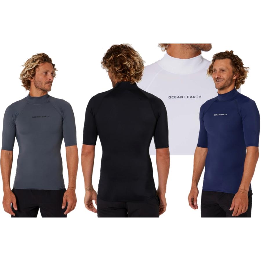 OCEAN&EARTH O&E MENS SCRIPT S/S RASH GUARD ハイネック オーシャン＆アース 半袖 ショートスリーブ ラッシュガード 50+ UV 伸縮性 耐久性 メンズ | OCEAN＆EARTH | 03