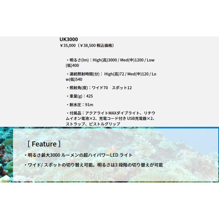 Underwater Kinetics UK3000 UKライト 水中ライト LED Underwater Kinetics UK3000 UKライト 水中ライト LED