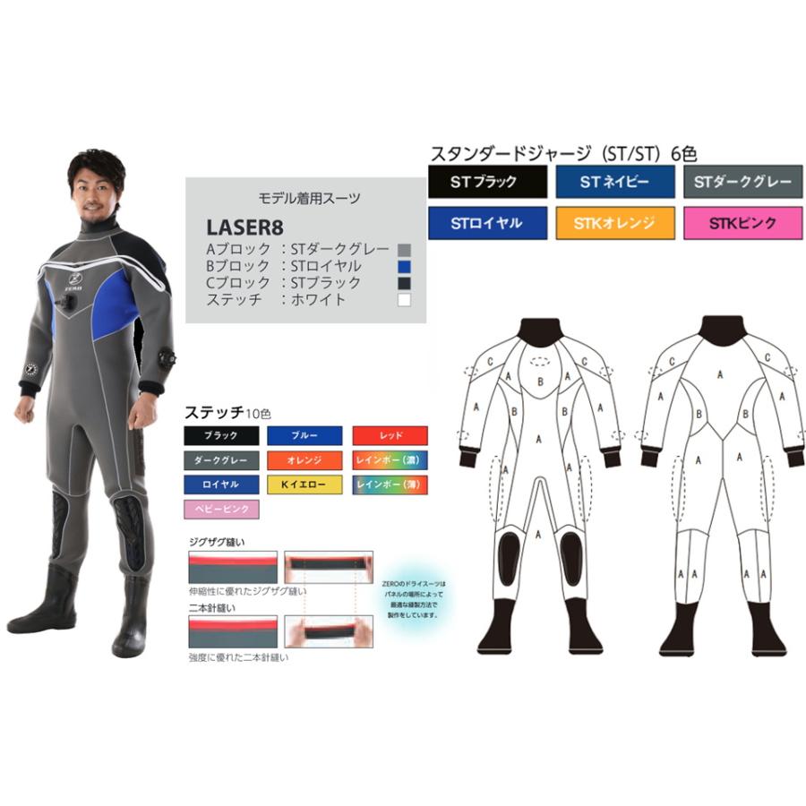 ZERO ゼロ LASER 8 DRY SUITSドライスーツ 3.5mm 5.0mm ドライスーツ
