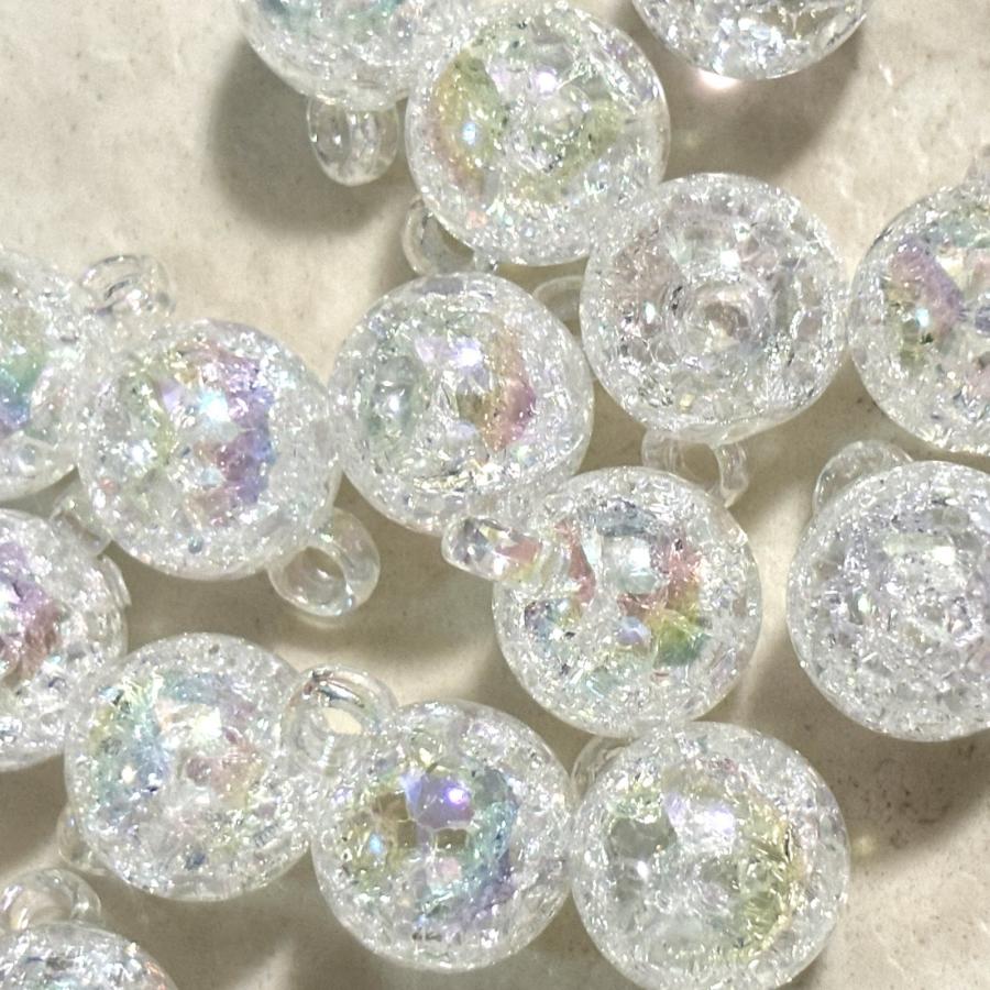 アクリル カン付ビーズ 薄ABクラック爆裂ビーズ 約16mm 10個 色選択 