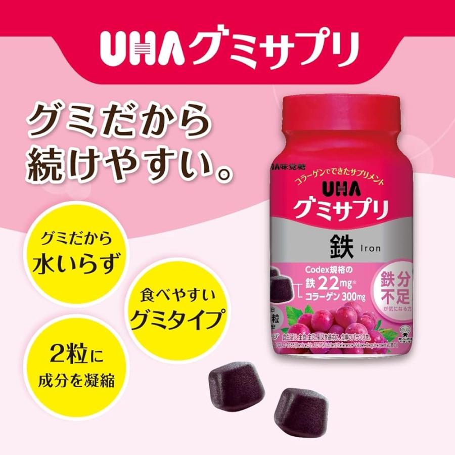 グミサプリ 鉄 30日分 60粒 ×3個セット UHA味覚糖 グレープ味 ボトルタイプ グミ 鉄 グミサプリ 鉄分｜verystore｜04