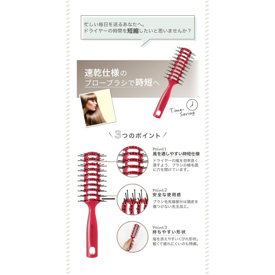 ヘアブラシ ブロー ブラッシング 速乾 ヘアドライ 抗菌 プロ仕様