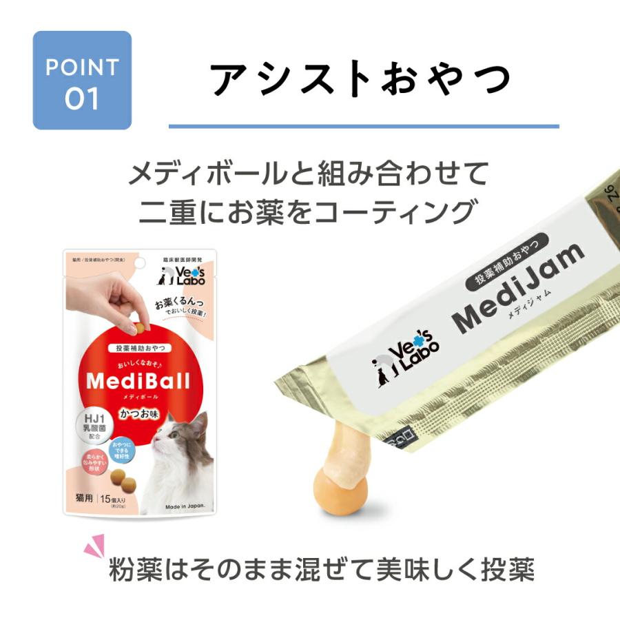 猫 投薬補助 メディジャム 猫用 サーモン 6g×8本 vetslabo 公式 MediJam ベッツラボ メール便配送 グレインフリー 鶏肉不使用｜vetslabo｜05