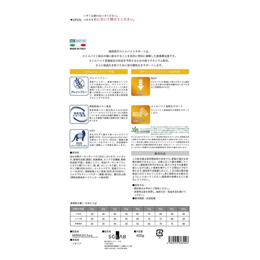VetSolution 猫用 尿中ストルバイトサポート 2kg Monge 療法食 泌尿器