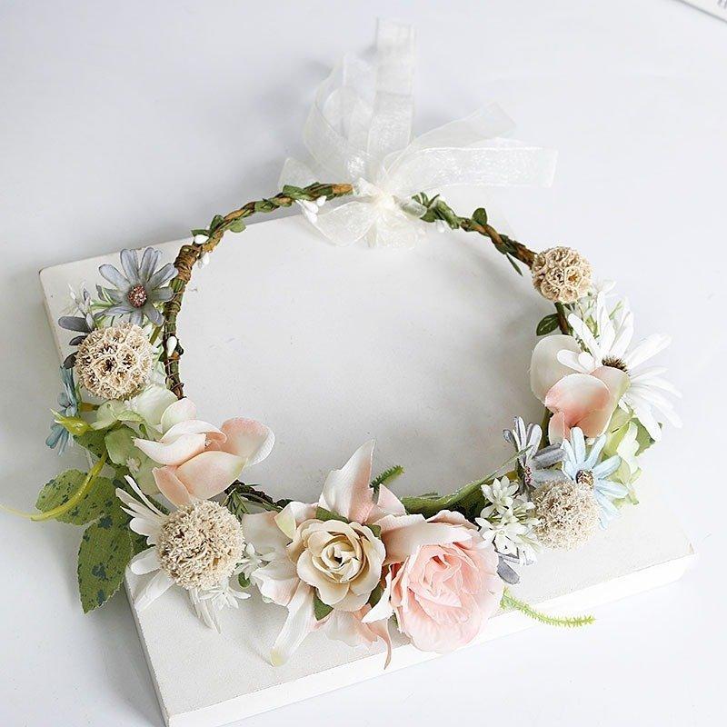 オックスフォードブルー 花冠 ヘッドドレス ティアラ 花嫁 素朴 ナチュラル リース 写真撮影 花輪 ヘッドバンド Hanagrocare Com