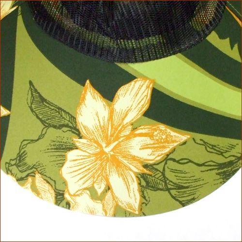 虫除けネット付き帽子 虫よけガーデニングハット（花柄グリーン