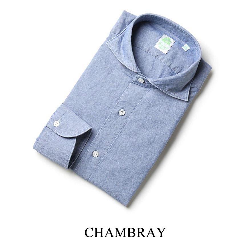 Finamore フィナモレ デニムシャツ シャンブレー カッタウェイ Finamore フィナモレ デニムシャツ シャンブレー カッタウェイ