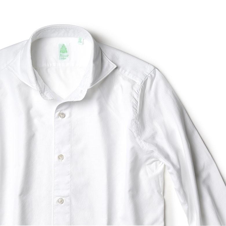 フィナモレ Finamore 長袖シャツ メンズ SIMONE シモーネ ブロードコットン ホワイト ホリゾンタル襟 製品洗い 国内正規品 でらでら 公式ブランド