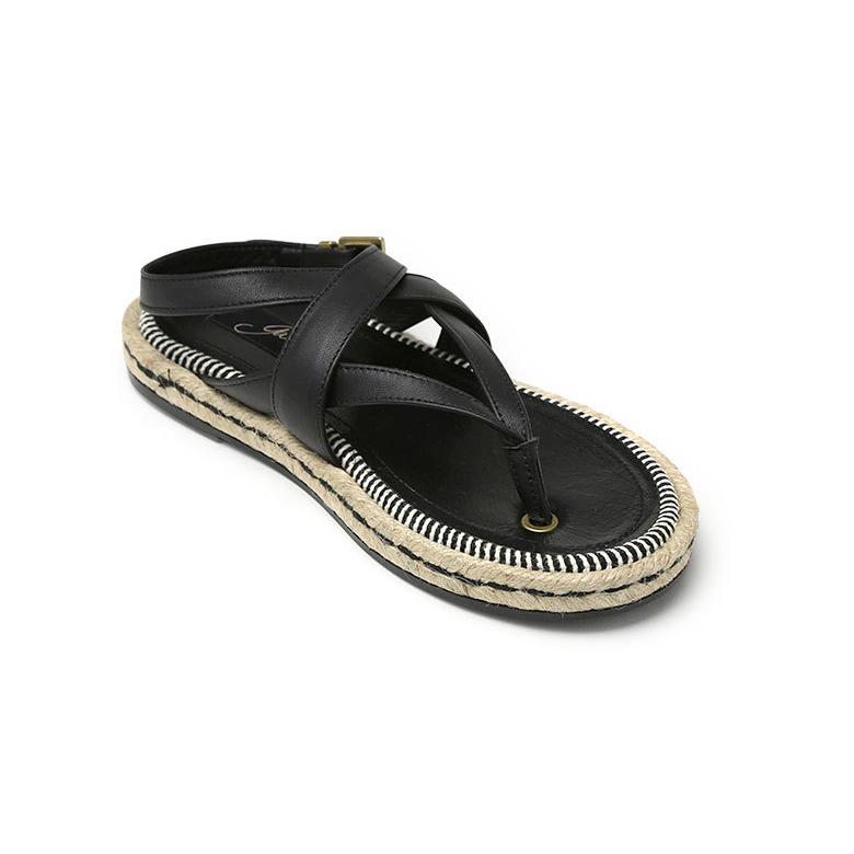 GAIMO ブラックレザーサンダル GAIMO（ガイモ） サンダル レザーサンダル 【返品不可】 : VIAJERO
