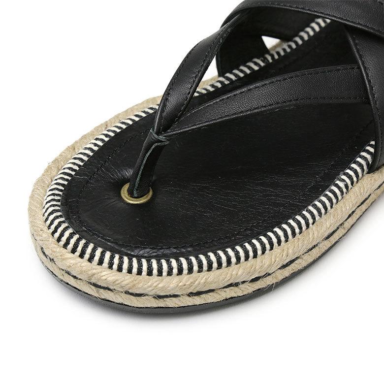 GAIMO ブラックレザーサンダル GAIMO（ガイモ） サンダル レザーサンダル 【返品不可】 : VIAJERO