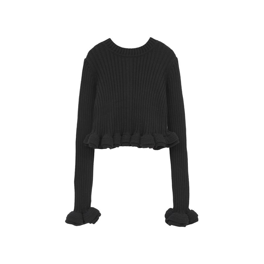 CLANE | クラネ】W FACE SHORT FRILLED KNIT TOPS ダブルフェイス