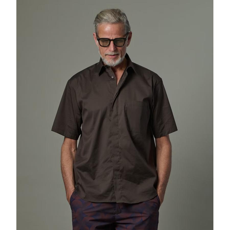 【junhashimoto｜ジュンハシモト】フライフロントショートスリーブ FLY-FRONT S/S マスタード ネイビー ブラウン コットン ナイロン メンズ【1062620002】 | 