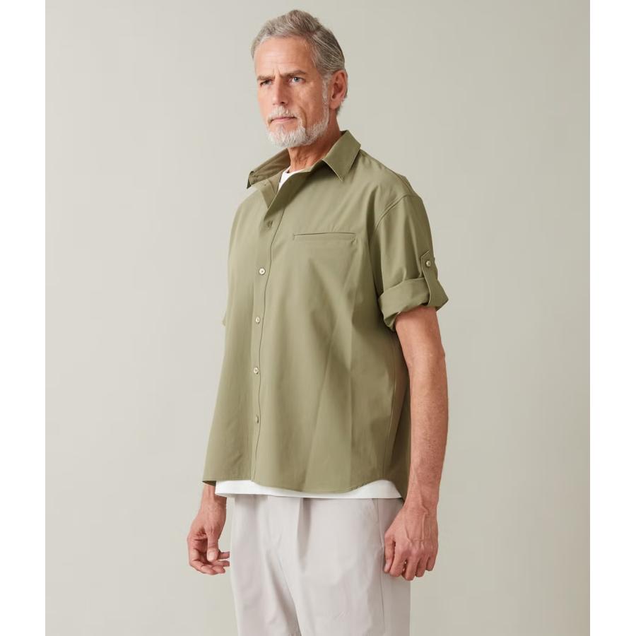 【junhashimoto｜ジュンハシモト】ロールアップシャツ 3/4 ROLL-UP SHIRT アイボリー 鶯 ネイビー 上品 高級感 メンズ セットアップ【1062620003】 |  | 02