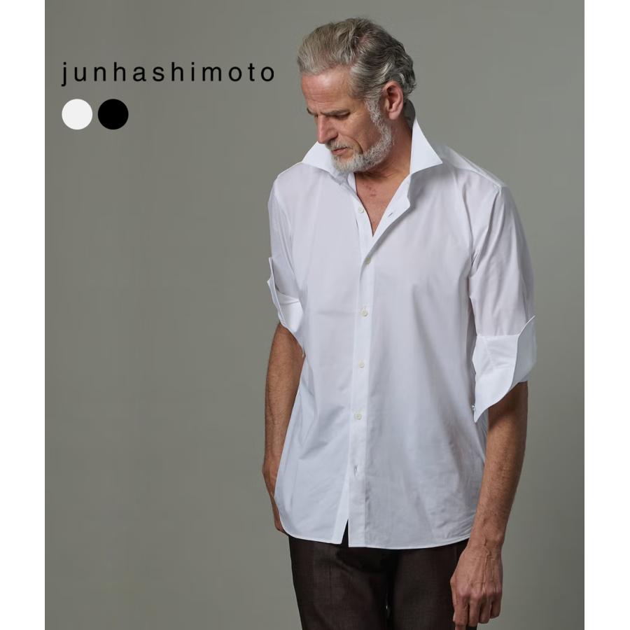 【junhashimoto｜ジュンハシモト】レギュラーカラーロングスリーブ REGULAR COLLAR L/S 白 黒 ポリエステル 上品 ビジネスカジュアル きれいめ【1062620005】 | 