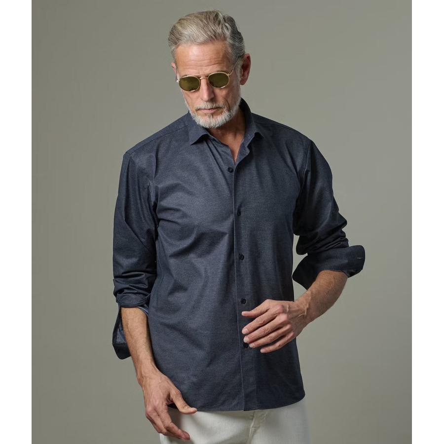 【junhashimoto｜ジュンハシモト】ホリゾンタルカラーロングスリーブ HORIZONTAL COLLAR L/S インディゴ ブラウン ブラック 通気性【1062620006】 |  | 04