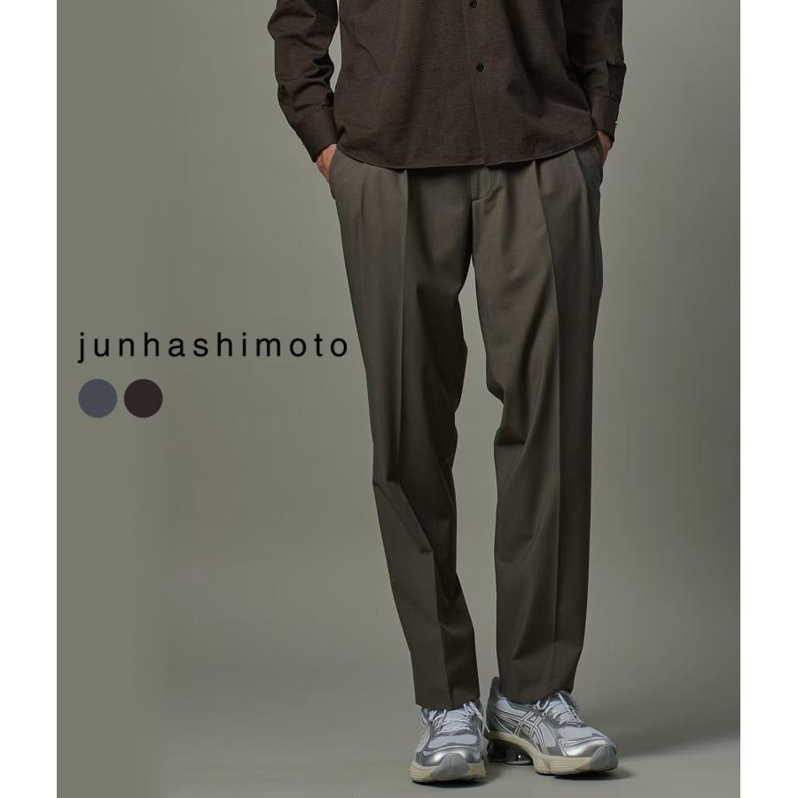 【junhashimoto｜ジュンハシモト】2タッククラシカルパンツ 2_TUCK CLASSICAL PANTS ブラウン グレー ポリエステル セットアップ スラックス【1072620006】 | 