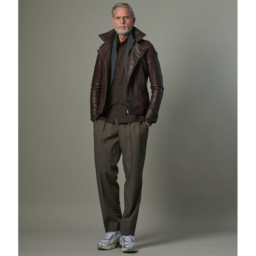 【junhashimoto｜ジュンハシモト】2タッククラシカルパンツ 2_TUCK CLASSICAL PANTS ブラウン グレー ポリエステル セットアップ スラックス【1072620006】 |  | 01