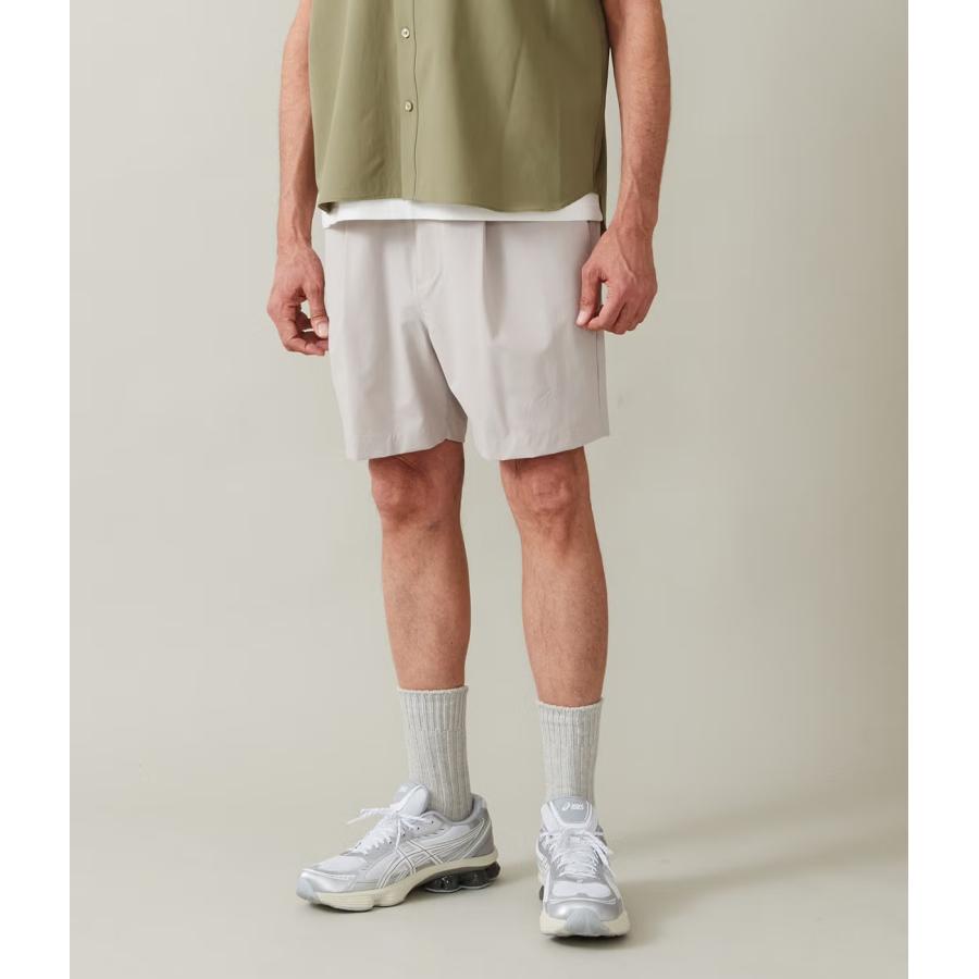 【junhashimoto｜ジュンハシモト】ワンタックショーツ 1_TUCK SHORTS アイボリー 鶯 ネイビー ナイロン ウール 伸縮性 短パン セットアップ【1072620008】 | 