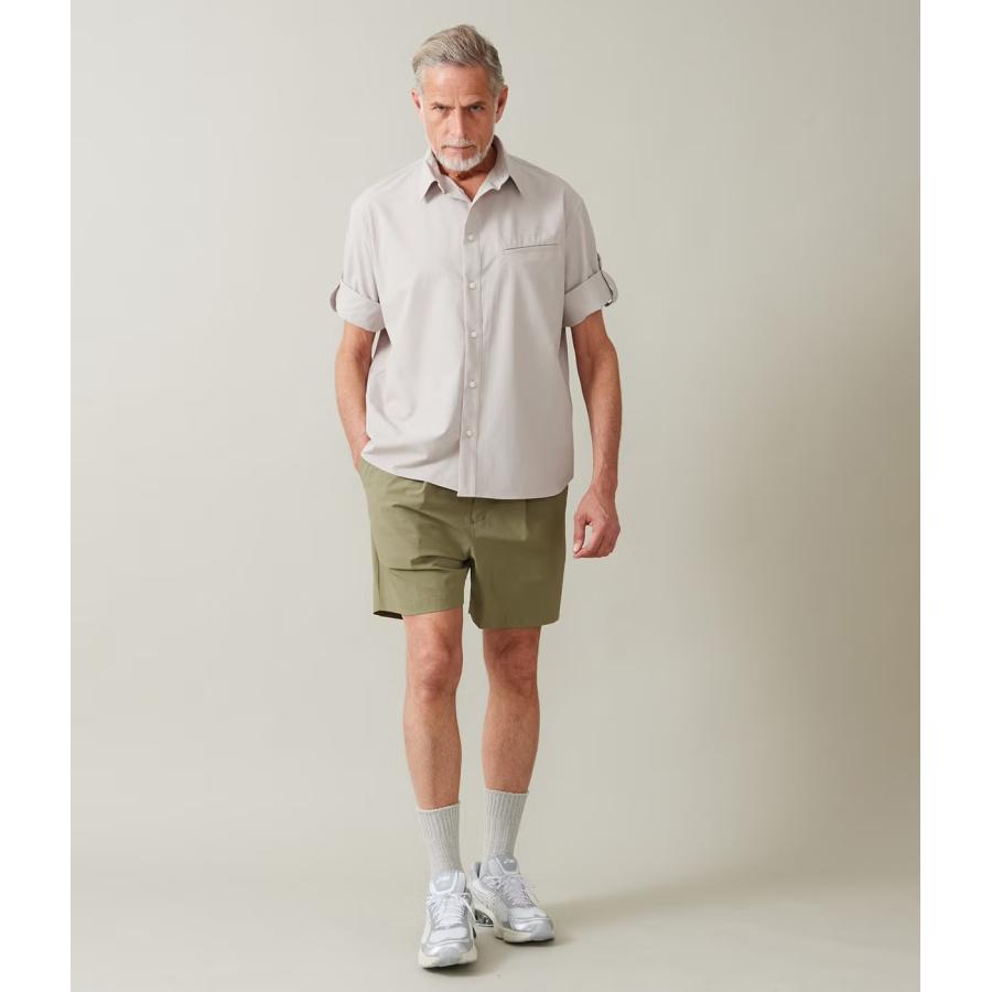 【junhashimoto｜ジュンハシモト】ワンタックショーツ 1_TUCK SHORTS アイボリー 鶯 ネイビー ナイロン ウール 伸縮性 短パン セットアップ【1072620008】 |  | 03