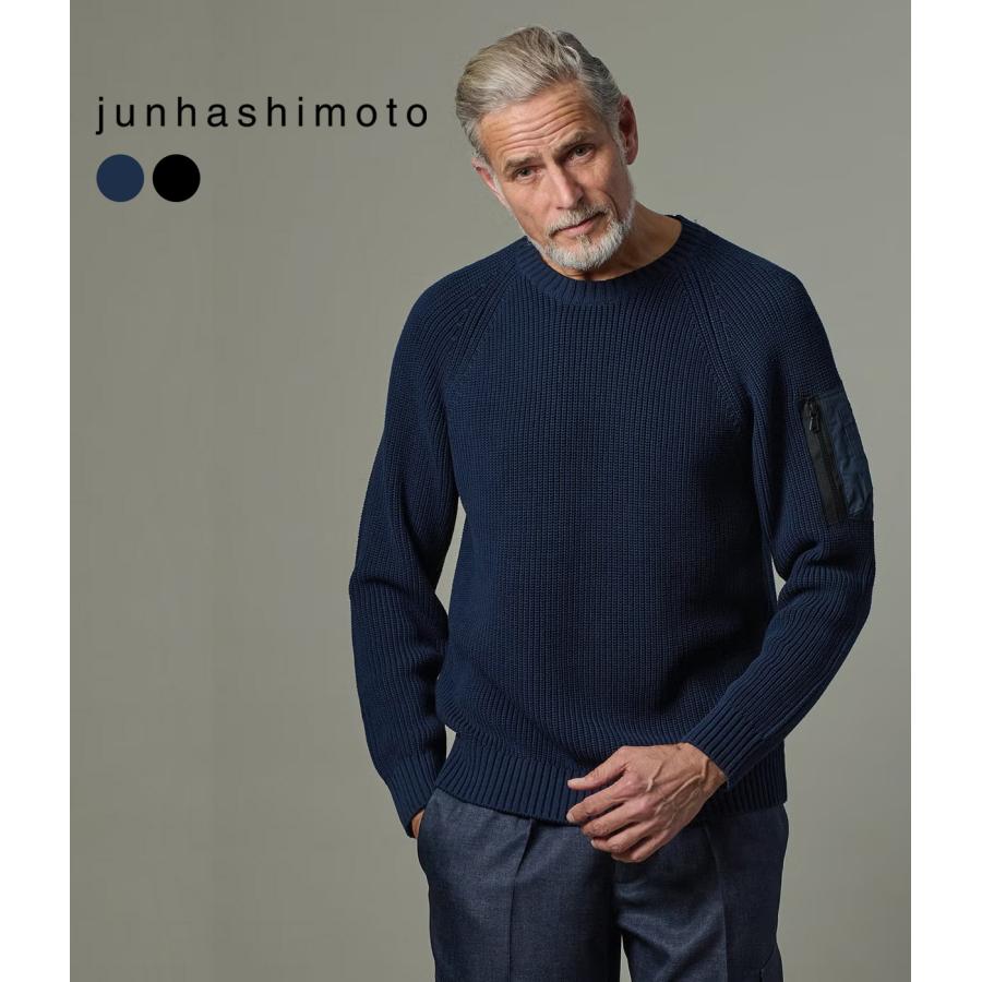 【junhashimoto｜ジュンハシモト】アーミーニット ARMY KNIT ネイビー ブラック コットン ナイロン ミリタリー 上品 快適 メンズ カジュアル 冬【1092620002】 | 